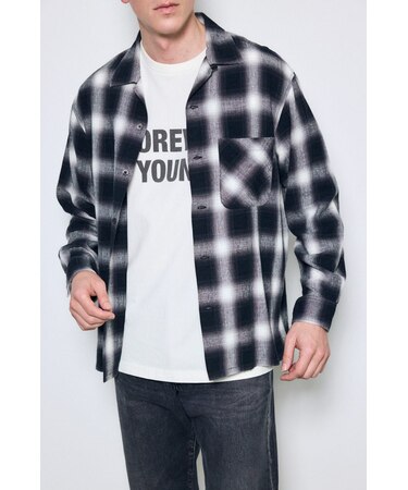 フレンチリネンオンブレーチェックシャツ