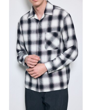 フレンチリネンオンブレーチェックシャツ