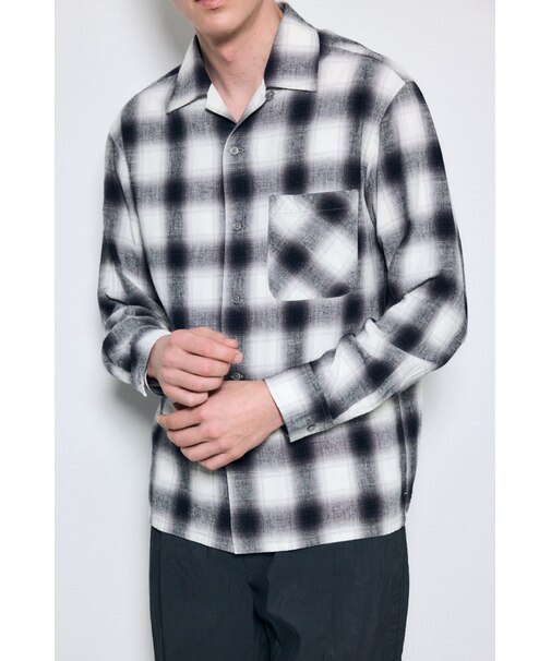 フレンチリネンオンブレーチェックシャツ