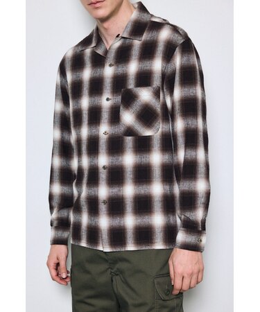 フレンチリネンオンブレーチェックシャツ