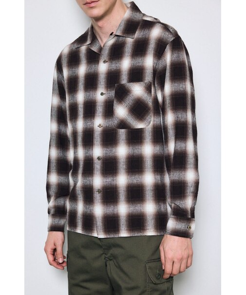 フレンチリネンオンブレーチェックシャツ