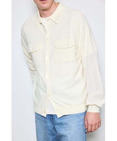 衿付きサファリニットカーディガン