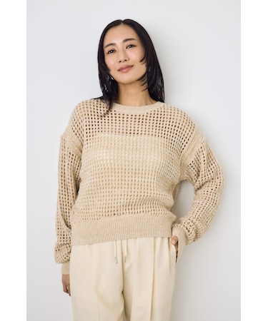 クロップドメッシュニット