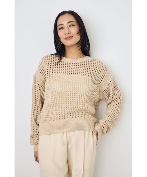 クロップドメッシュニット