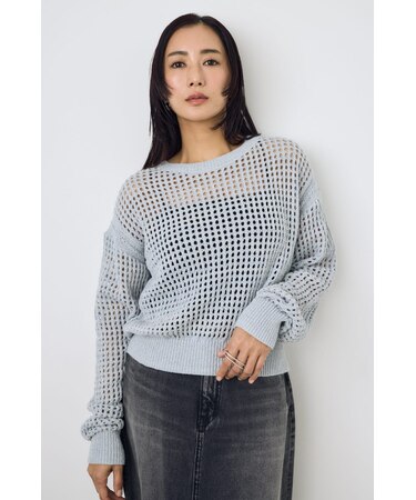 クロップドメッシュニット