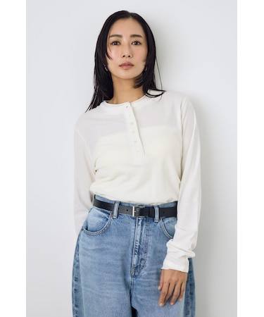 ドライタッチ ヘンリーネックトップス