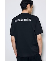 バック刺繍半袖ニットトップス