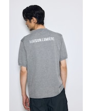 バック刺繍半袖ニットトップス