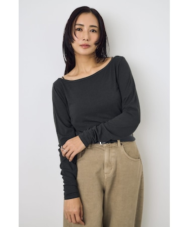 シアーカットオフショルトップス