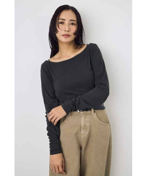 シアーカットオフショルトップス