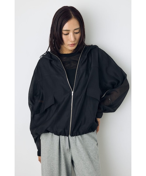 美品 レリアン チュールジップブルゾン 11 黒 ブラック　シアー シアーブルゾン｜アズールバイマウジーの通販｜&mall（アンドモール