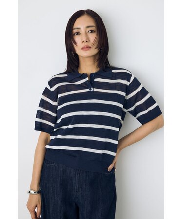 シアーポロニットトップス