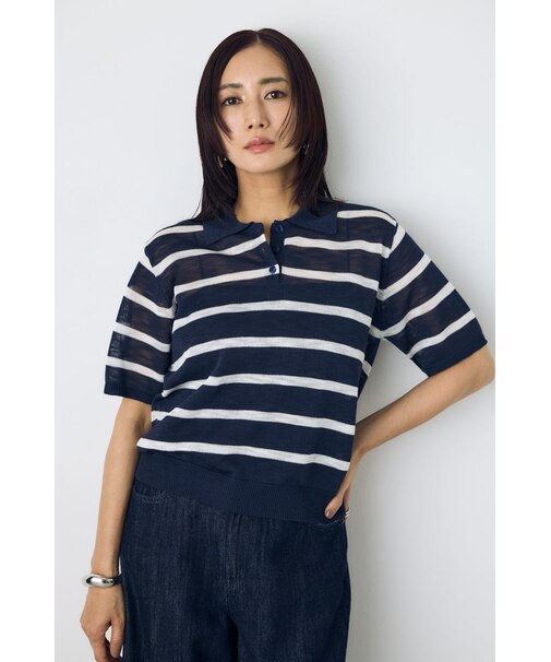 シアーポロニットトップス