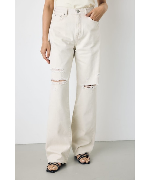 【WEB限定】AZUL DENIM ダメージストレートデニム ロング丈