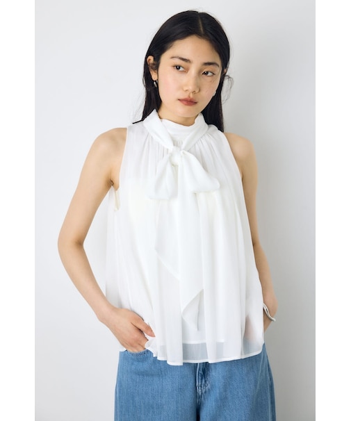 シフォンノースリーブブラウス