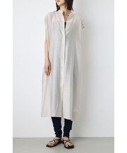 フレンチスリーブロングシャツワンピース