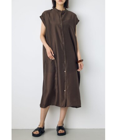 フレンチスリーブロングシャツワンピース