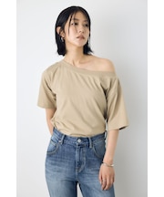 【接触冷感】ワンショルダーカットトップス