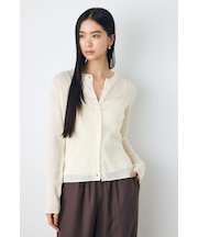 シアーリブ長袖ニットカーディガン