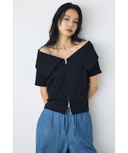 【接触冷感】ダブルジップオフショルトップス