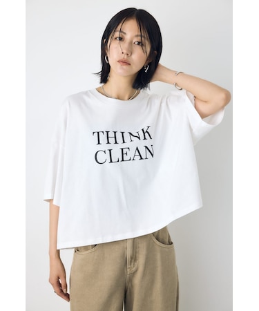 ドロップショルダーロゴ5分袖Tシャツ
