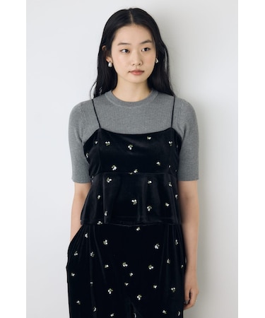 ベロア刺繍キャミソール