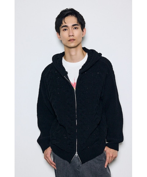 【ぬくもち】ジップアップニットフーディー