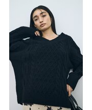 【ぬくもち】着丈バリエVネックニット