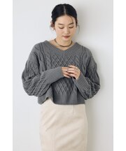 【ぬくもち】着丈バリエVネックニット