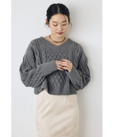 【ぬくもち】着丈バリエVネックニット