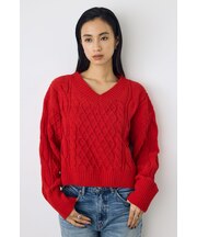 【ぬくもち】着丈バリエVネックニット