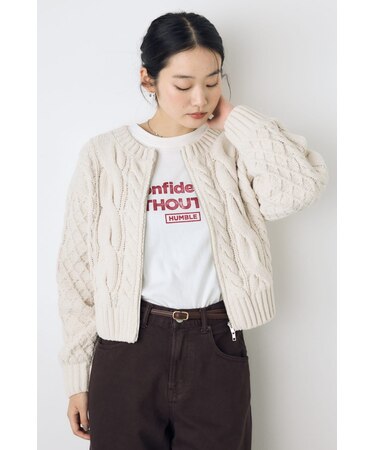 【ぬくもち】ダブルジップニットカーディガン