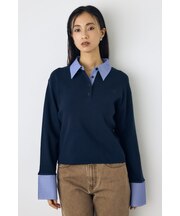 ポロカラーフハクドッキングニット