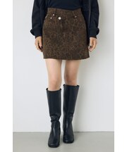 AZUL DENIM レオパードクロスミニスカート