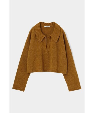 OPEN COLLAR WOOL SHORT ニット