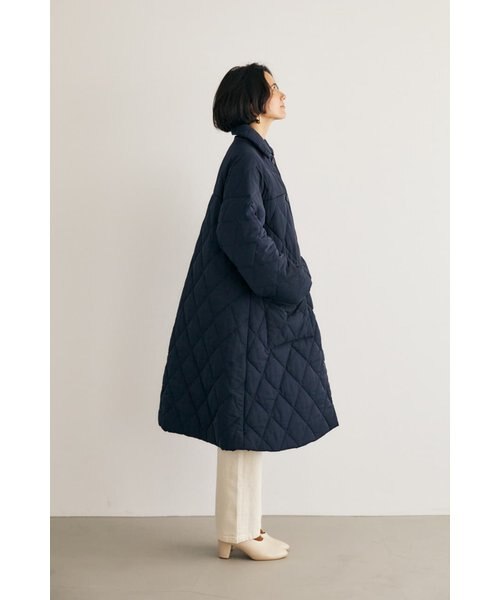 MOUSSY m_ キルティング ロングコート ネイビー M_】QUILTING LONG コート｜マウジーの通販｜&mall（アンドモール