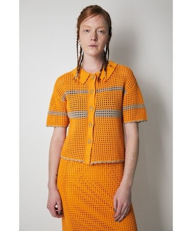 STRIPED CROCHET シャツ