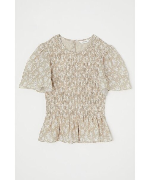 FLORAL SHIRRING トップス
