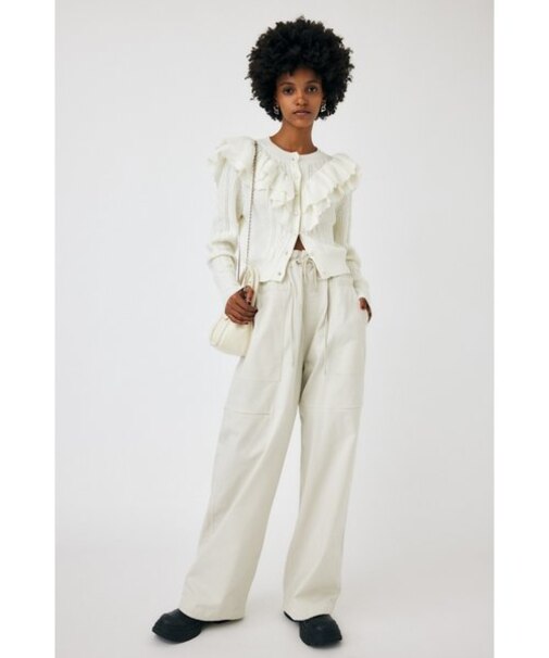 F／PEARL BUTTON STAND FRILL カーディガン