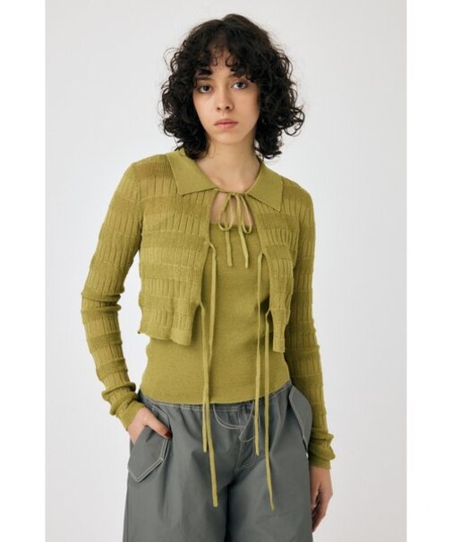 KNIT キャミ & RIBBON シャツセット