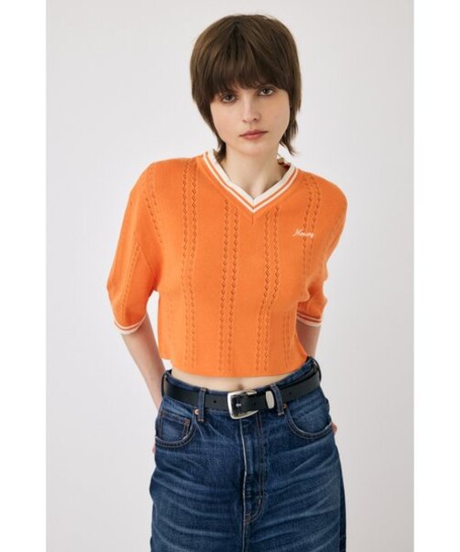 MOUSSY CROPPED KNIT Tシャツ
