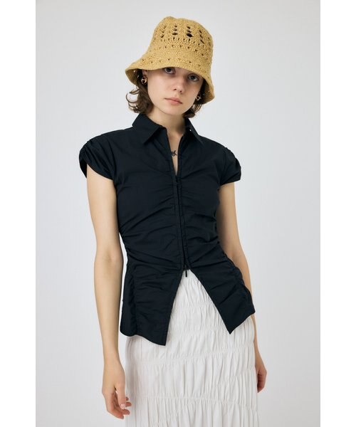 MOUSSY ZIP UP CAP SLEEVE シャツ ZIP UP CAP SLEEVE シャツ｜マウジーの通販｜&mall（アンド