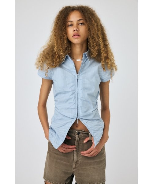 ZIP UP CAP SLEEVE シャツ｜マウジーの通販｜&mall（アンド