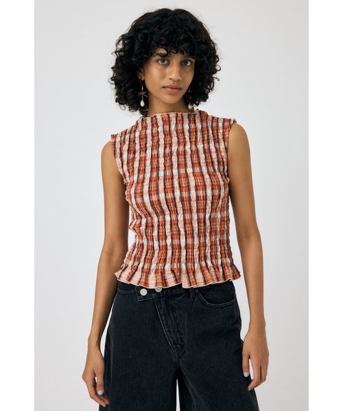 SHIRRING SLEEVELESS トップス｜マウジーの通販｜&mall（アンドモール