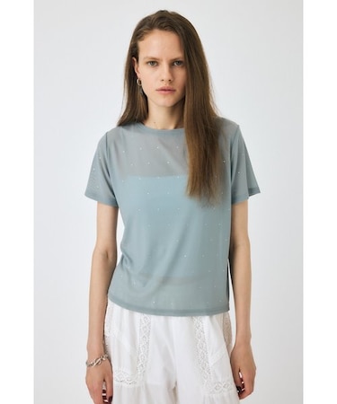 RHINESTONE SHEER Tシャツ