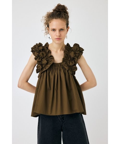 SHOULDER FRILLS トップス BLK 新品 MOUSSY | SHOULDER FRILLS トップス (その他トップス ) |SHEL