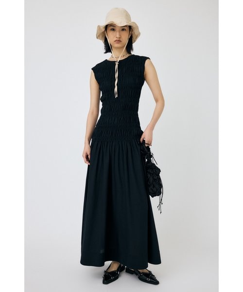 L'Or ロル Shirring Gather Dress MOUSSY | SHIRRING GATHER ドレス (ワンピース(ロング） ) |SHEL