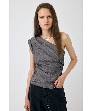 PLAID ONE SHOULDER ブラウス