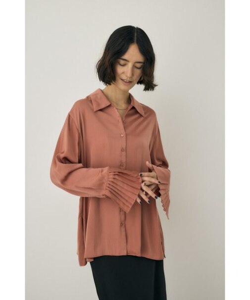 サテンシャツ　リサイクルポリエステル×レーヨン素材