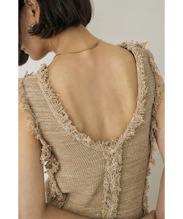 ツイードニットタンクトップ　オーガニックコットン使用